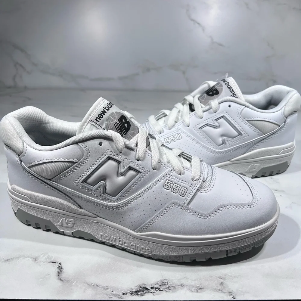 New Balance 550 White Grey Leather Low Sneakers
